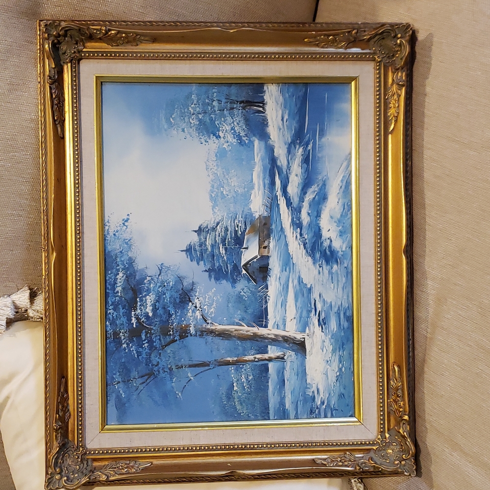 Winter scene painting.